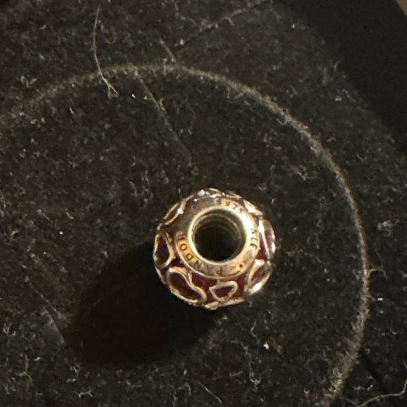 Authentic Pandora ruby faceted glass charm with sterling silver hearts ♥️ - Picture 3 of 3